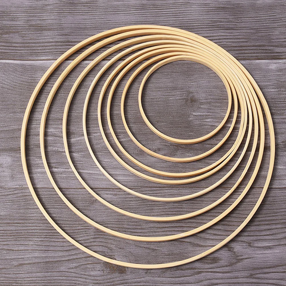 

Bamboo Circle Decoration Wedding Macrame Rings Hoops Wooden Twine for Crafts Embroidery