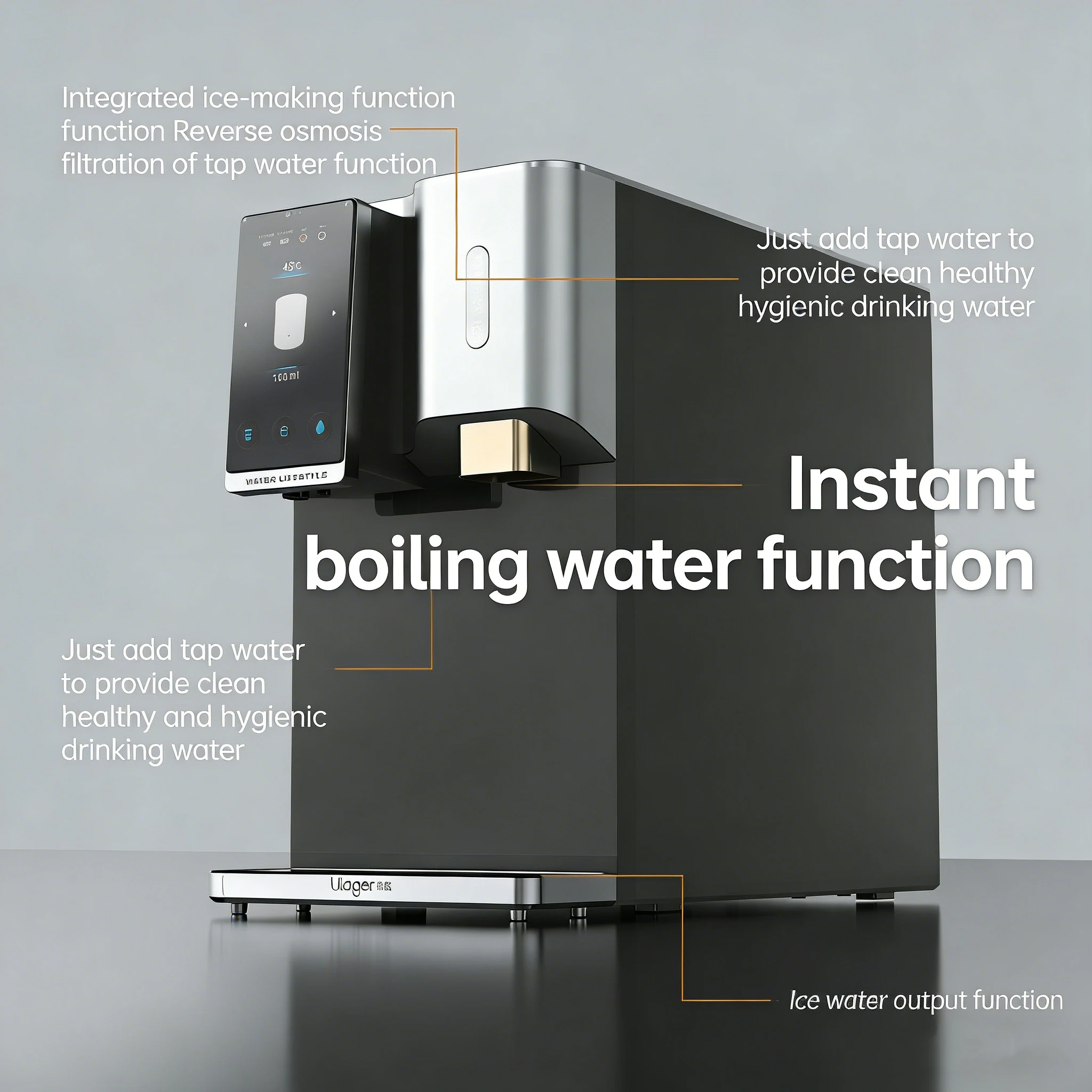 

Commercial Electric RO Hot/Cold Water Dispenser with Ice Maker-3-Temperature Settings for Household & Commercial Use