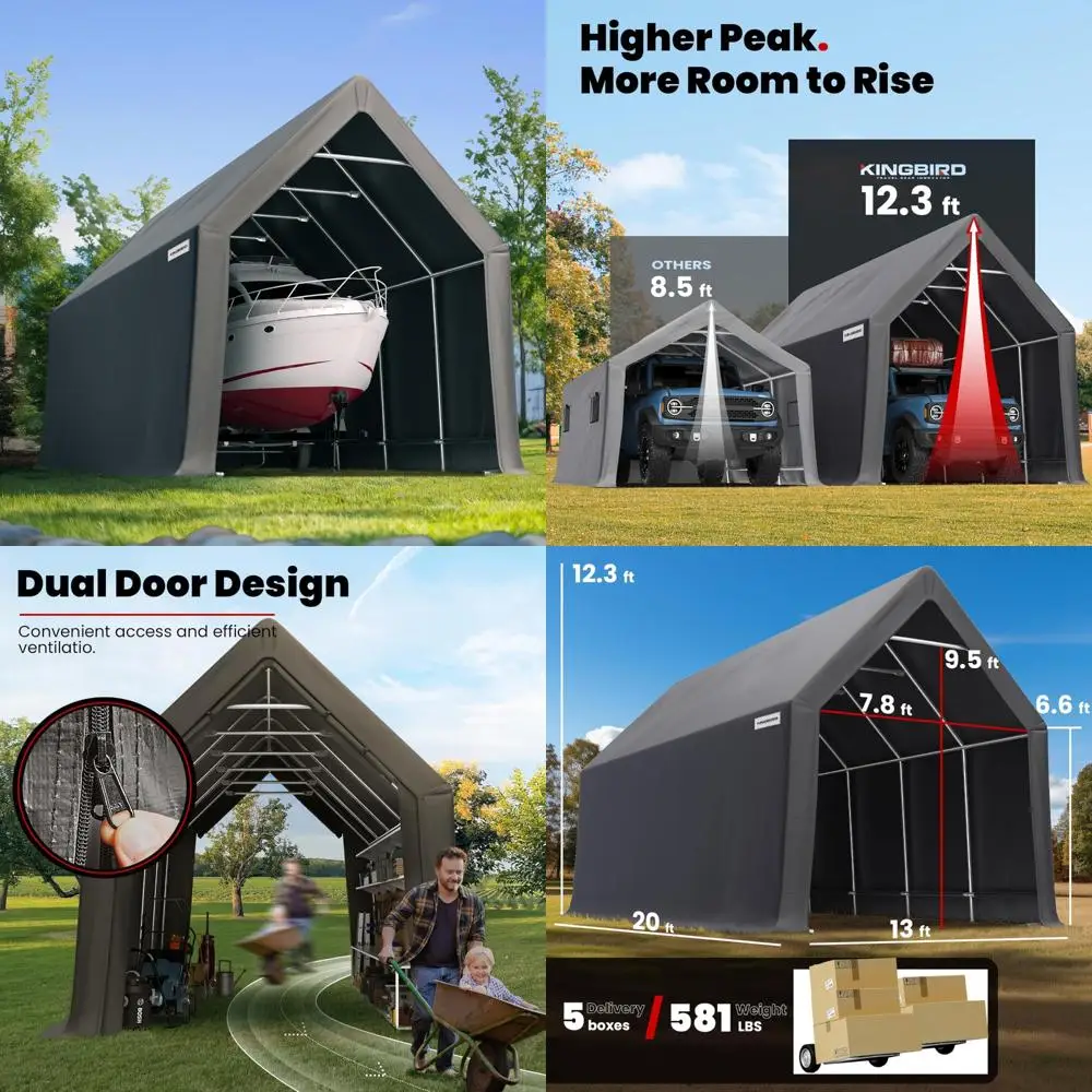 

"Extra Large 13x20ft RV and Vehicle Carport with 12.3ft Peak for SUVs, Trucks, Boats, and Storage"
