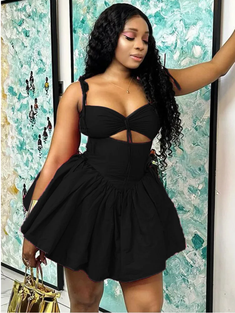 Articat Sexy Sleeveless Satin Hollow Dress For Women 2024 Summer New Wrapped Hip Dress Fashionable Elegant Slim Pleated Dress