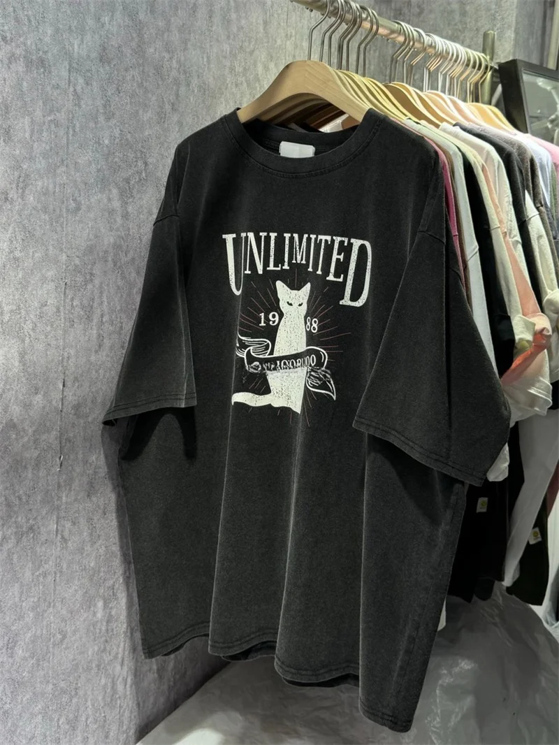 

Large Size Women's T-Shirt Lazy Style Letter Print Short Sleeve Cotton Loose Versatile Summer Top Korean Style Commute