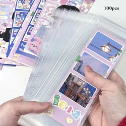 100Pcs 4 Grid Clear Photo Card Sleeve Idol Photo Bookmark Protective Cover Small Card Organizer Opp Bag Students Supplies