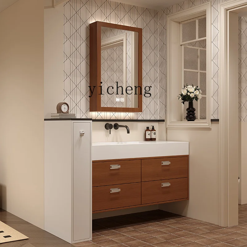 

X-20 solid wood paint bathroom cabinet combination rock slab integrated basin washbasin washbasin cabinet