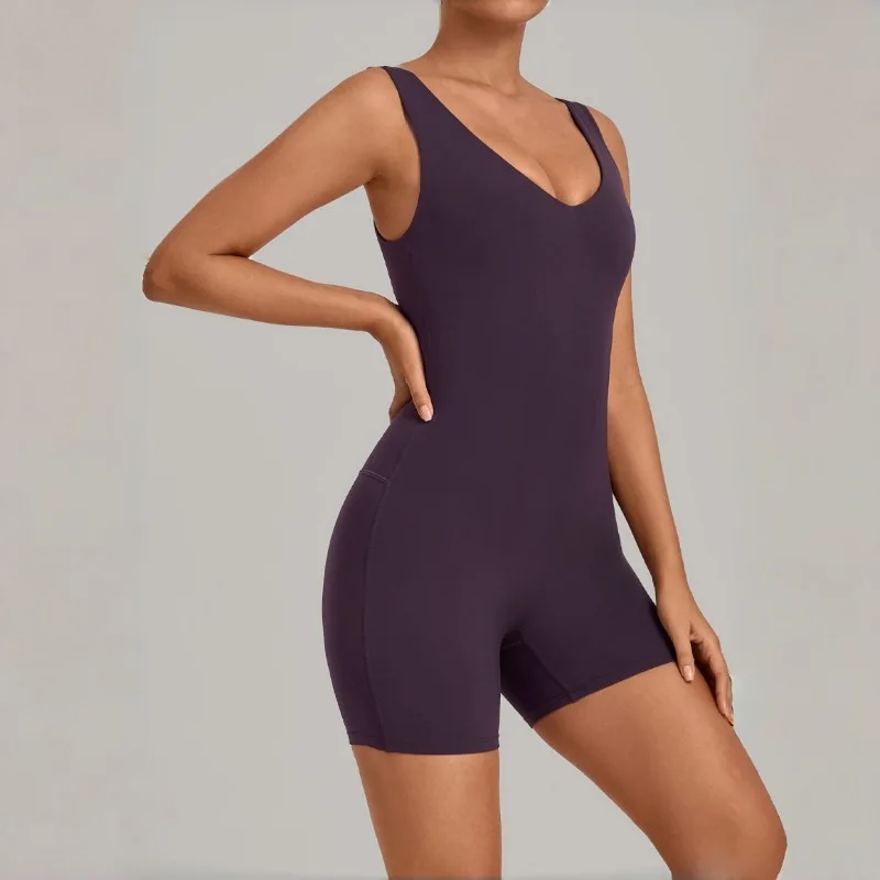 

Women's Seamless Yoga Jumpsuits Fitness Sports Running Gym Slim Fit Beauty Back Sleeveless One-Piece Workout Training Bodysuits