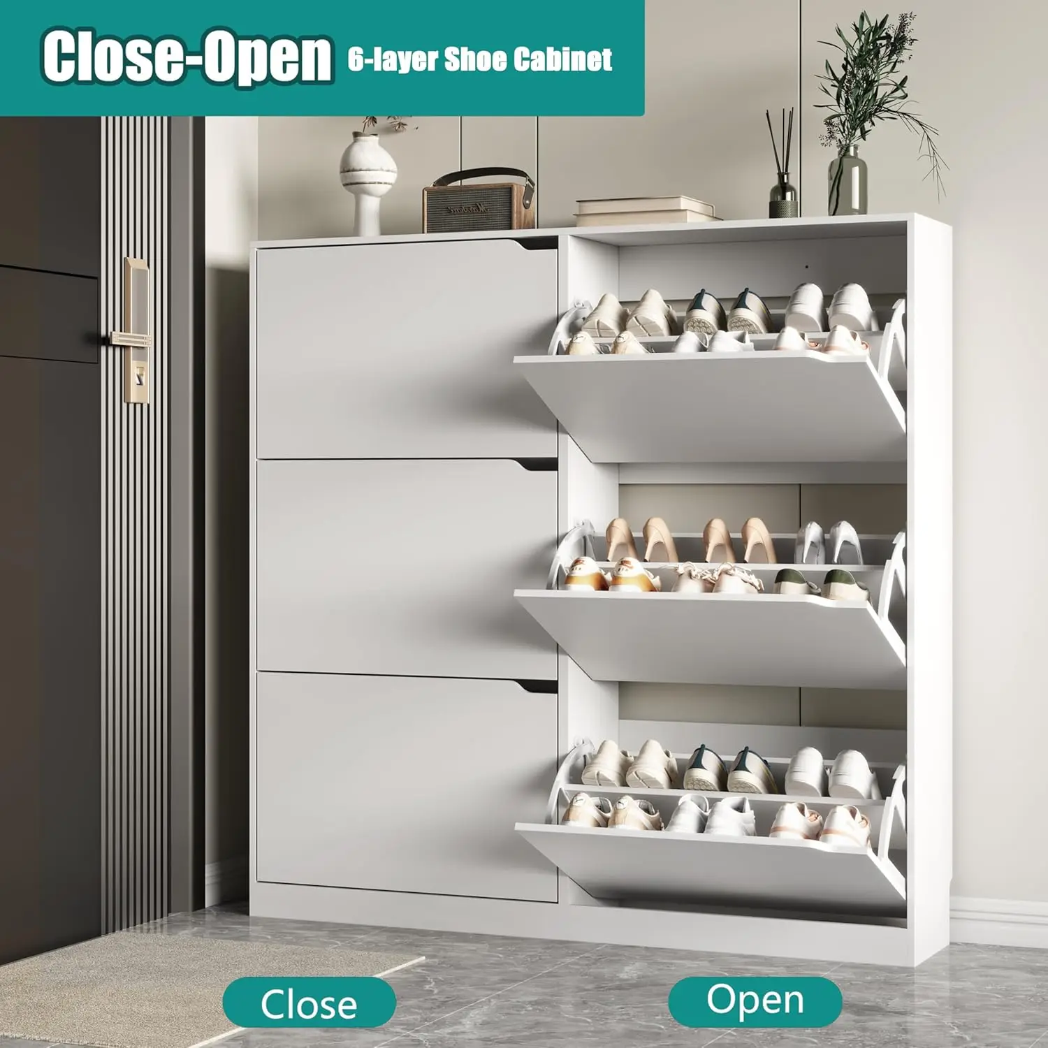 Shoe Shoe Storage Cabinet for Entryway with 6 Flip Drawers, Sturdy Wood Hidden Shoe Storage, Freestanding Narrow Slim, Customized - Aliexpress Deal