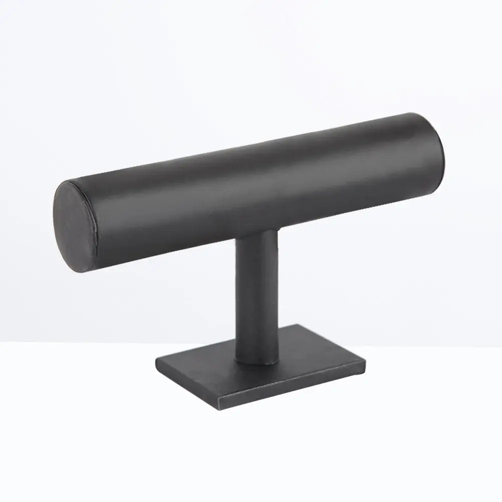 Bracelet Holder Stand Black PU Surface T-Shaped Jewelry Display Rack Organizer Watch Holder Jewelry Display Rack