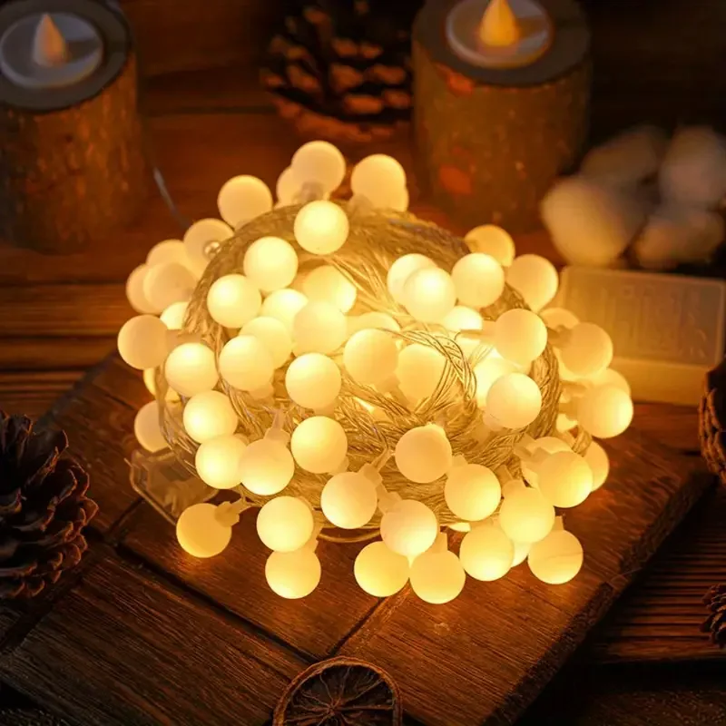 1pc Sphere String Lights Battery Operated Indoor Outdoor Fairy Lights For Backyard Patio Garden Party Bedroom Decor Warm White