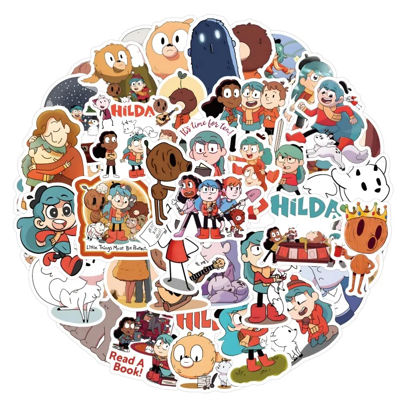 55pcs Hilda Anime Stickers Suitcase Water Cup Stationery Car Scooter Mobile Phone Laptop Refrigerator Decorative Stickers