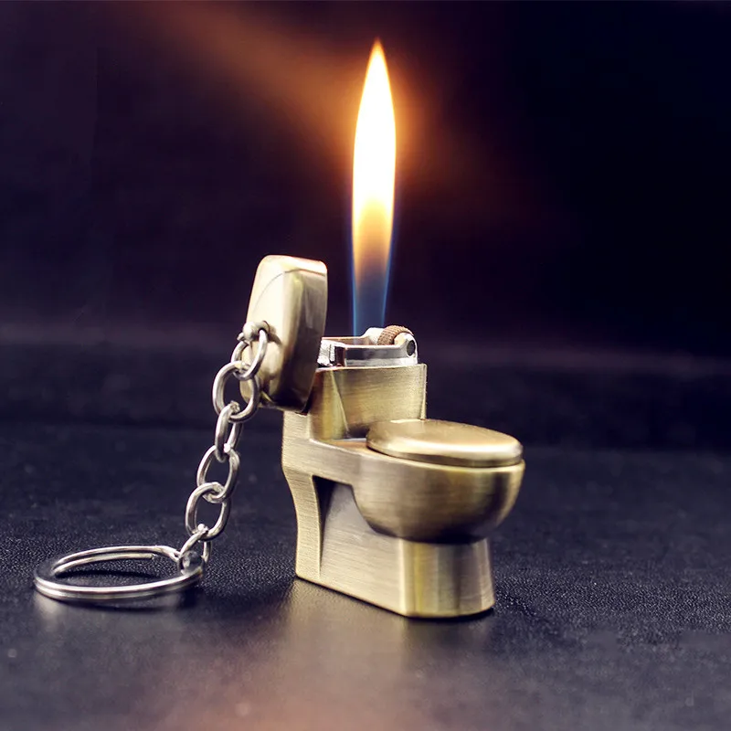 

Creative Compact Toilet Gas Lighter Key Chain Butane Smoke Lighter Inflated Toilet Bowl Key Chain Lighter Bar Metal Funny Toys