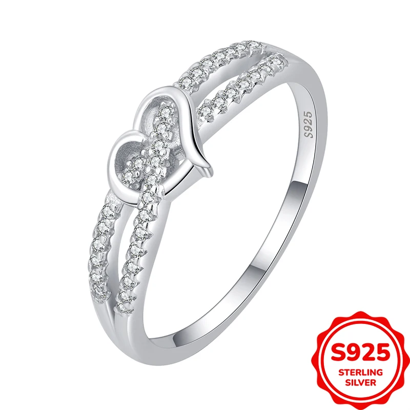 

Изысканное и элегантное аутентичное женское обручальное кольцо из серебра S925 с крестом в форме сердца