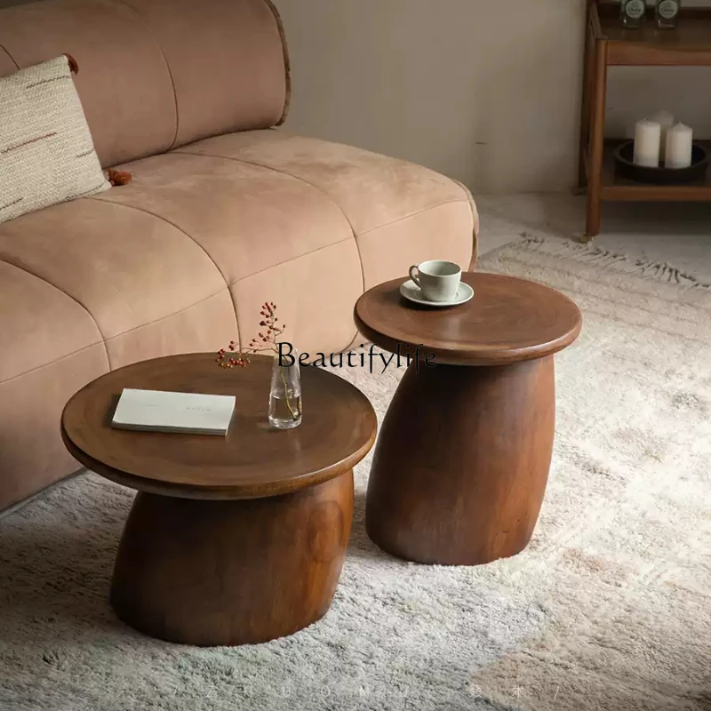 

\ Wabi Sabi retro style design creative homestay living room coffee table corner few solid wood combination