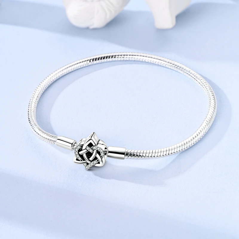 

New 925 Silver Infinite Love Bracelet Love Celtic Snake Bone Bracelet Original 17-20CM Fit Charm Women Birthday Jewelry Gifts