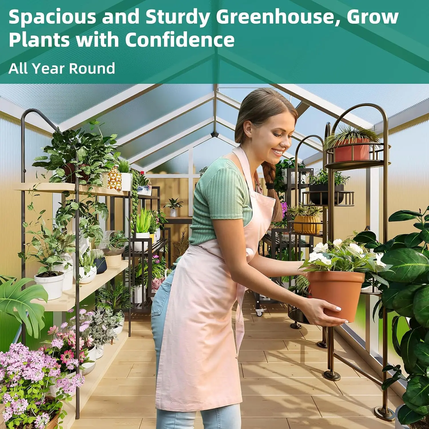 6x10 FT Greenhouse - Large Aluminum Greenhouses for Outdoors, Customized