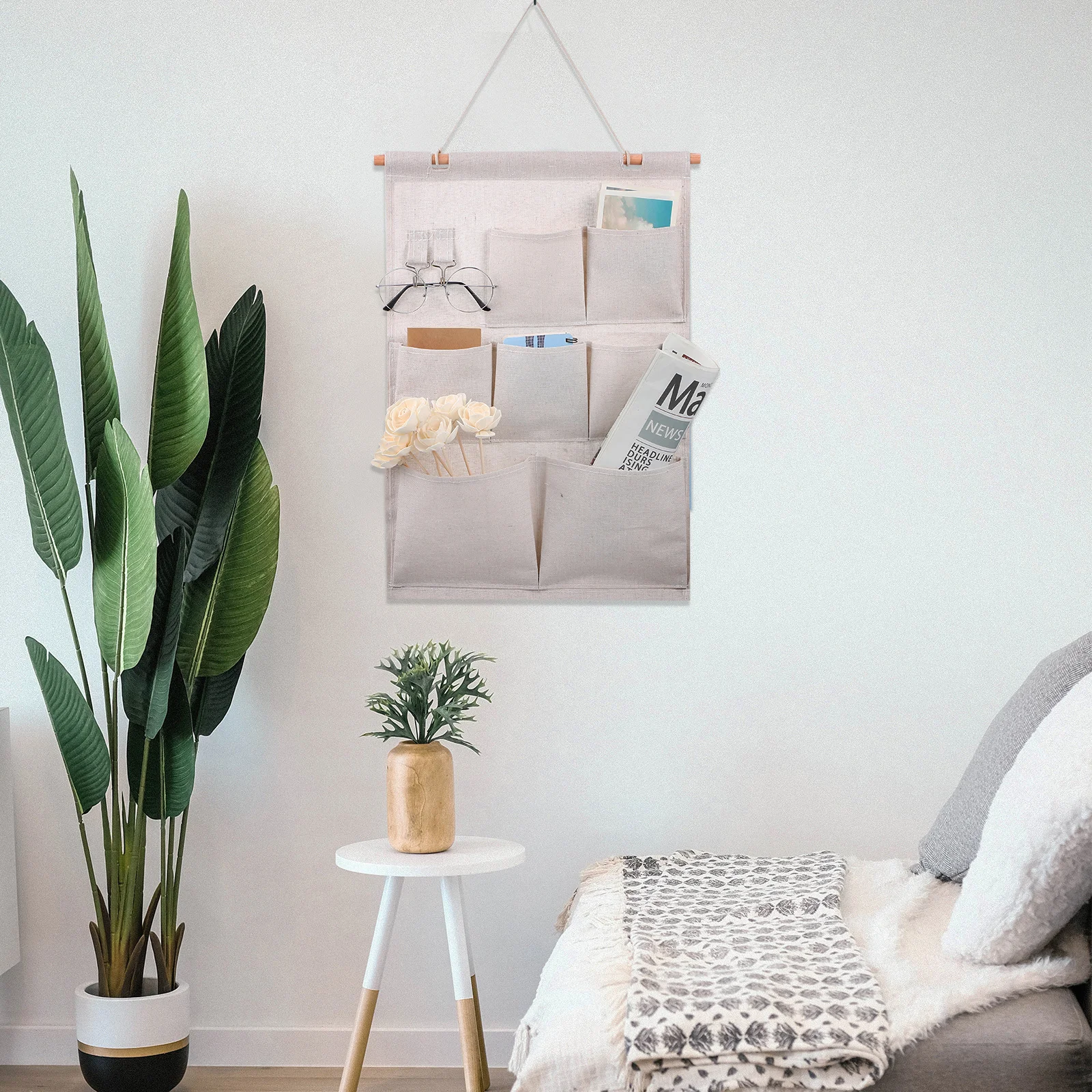 

1pcs Hanging Bag Organizer Large Capacity Multi Pockets Wall Storage For Bedroom Bathroom Office Door Front Over The Bed Side