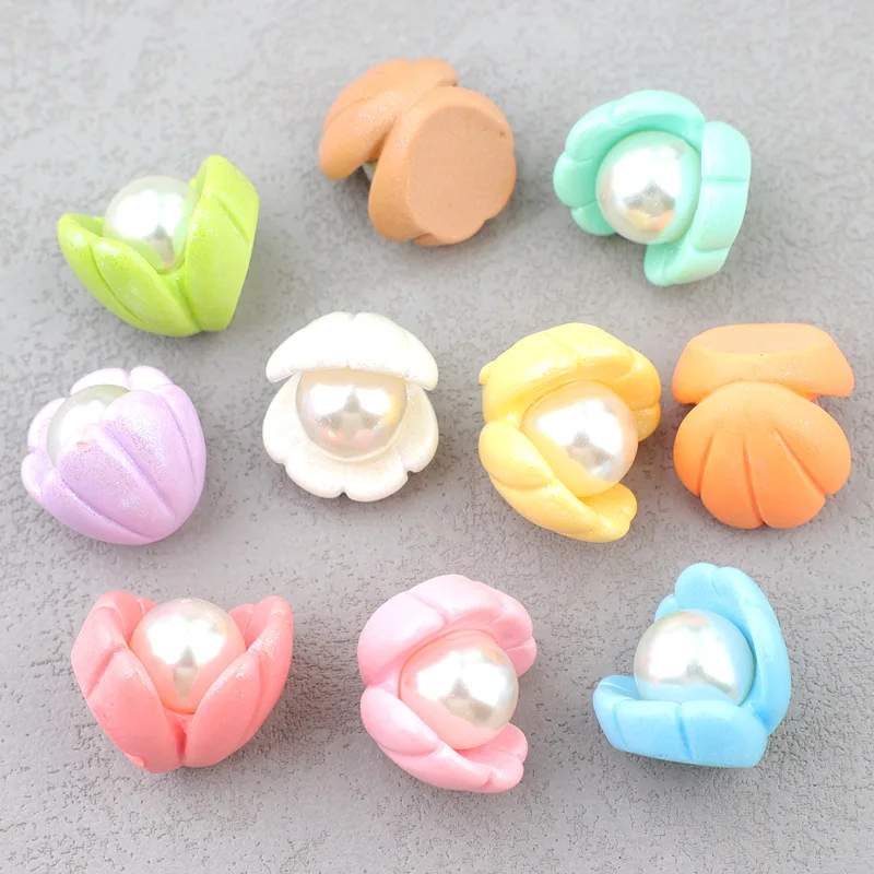 10Pcs Resin Seashell Flatback Flat Back Cabochon DIY Dollhouse Ornament Miniature for Phone Case Jewelry 3D Mother of Pearl