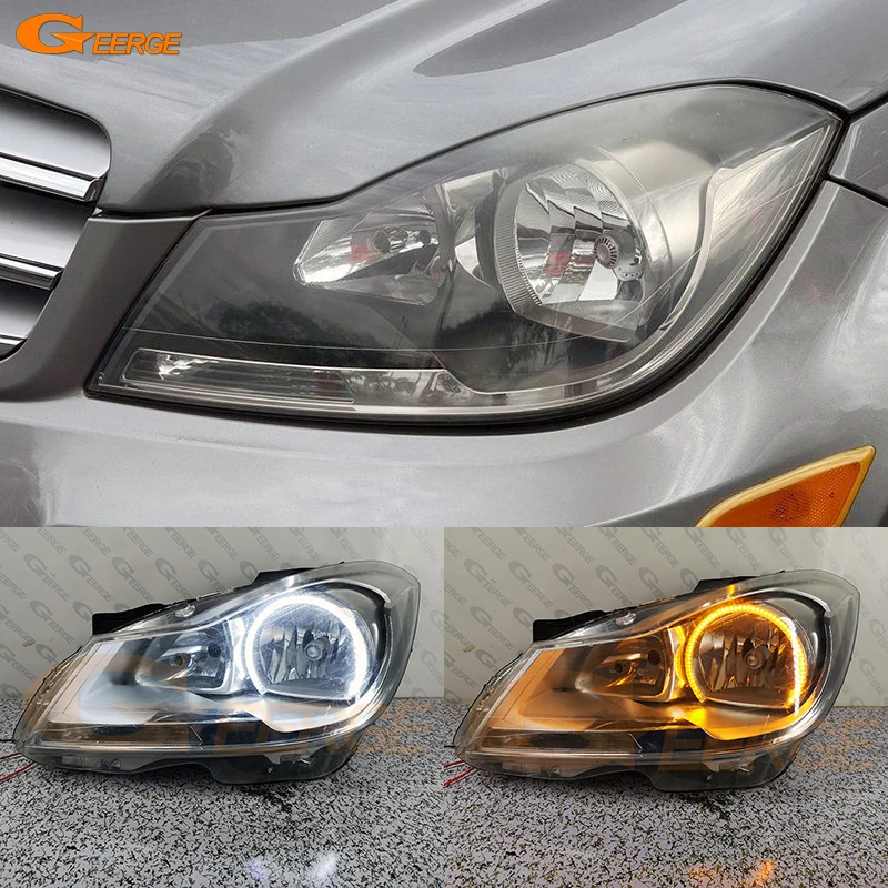 

For MERCEDES BENZ C Class C204 S204 W204 Facelift Ultra Bright A/W Switchback DRL Turn Signal LED Angel Eyes Kit Halo Rings