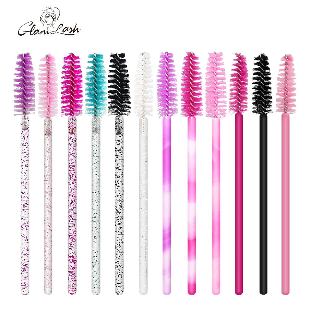 GLAMLASH 50PCS Disposable Eyelash Brushes Lashes Extension Eyebrow Brush Mascara Wands Applicator Makeup Tool