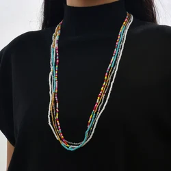 Bohemia Vintage Long Necklace For Women Beads Chains Boho Necklaces Multilayer Sweater Chain Necklaces Women's Neck Chain