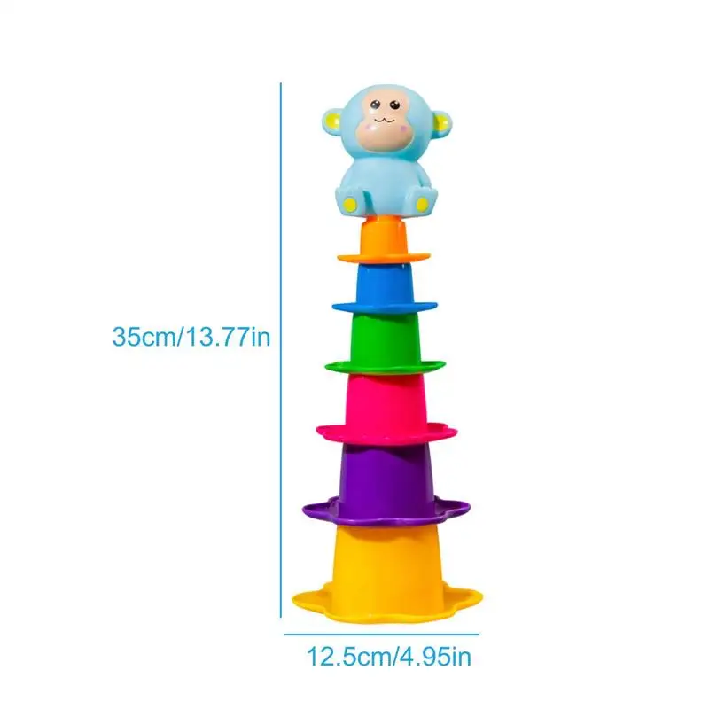 Baby Stacking Cups Bath Toy Nesting Rainbow Toddler Water Cups For Bath Baby Stacking Water Toys For Kids Girls Friends Family