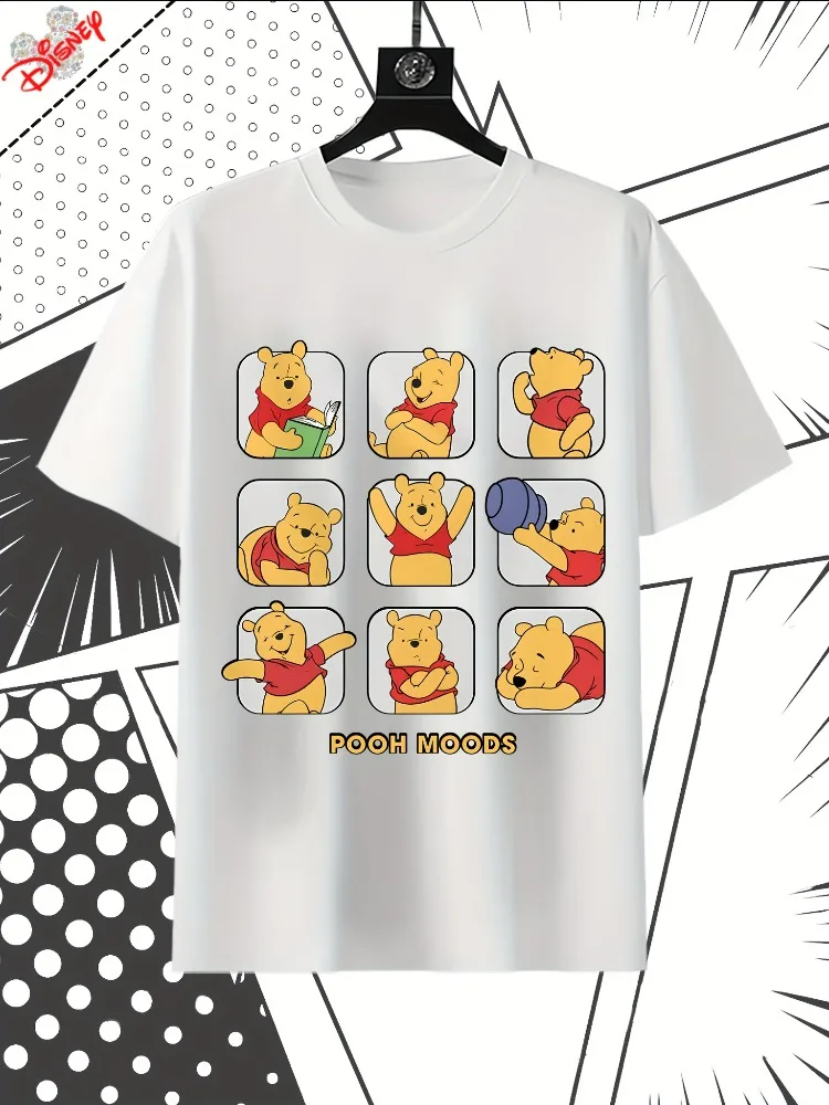 

Women's Disney Winnie The Pooh T-Shirt Soft Winnie The Pooh and Emoticon Casual Crew Neck Short Sleeve Retro Cartoon Print