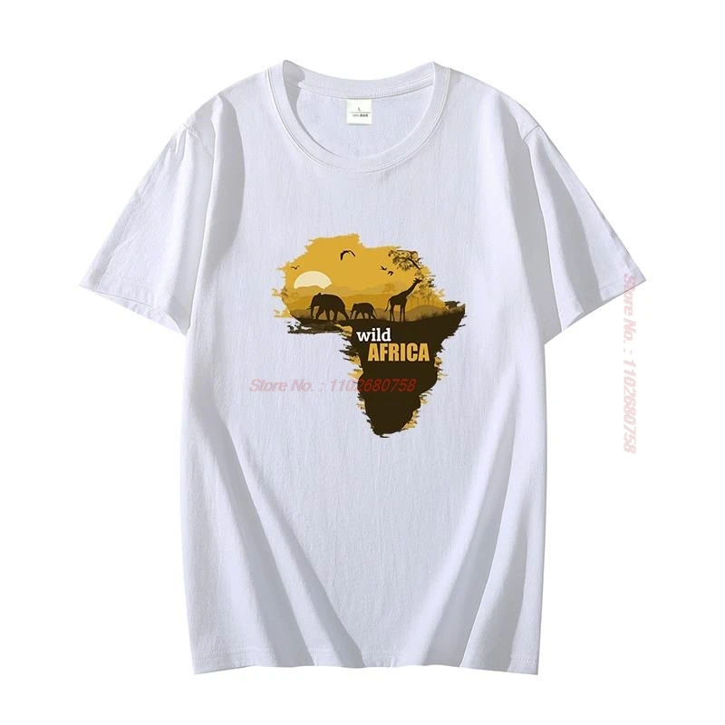 Africa Wild Map African Map Fashion Harajuku Graphic T Shirts Cotton Short Sleeve Tee Tees Tops Men's Oversized Shirt