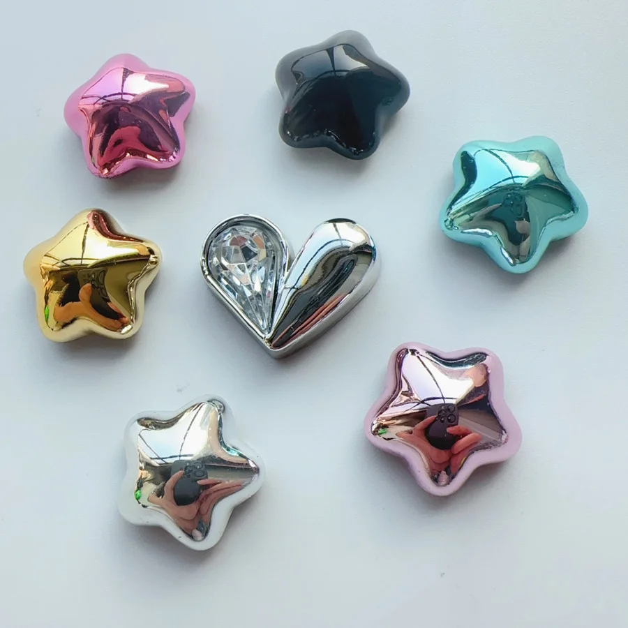 WFFNNKC 10-20Pcs Glossy Glitter Star Resin Cabochon fermaglio per capelli fai da te forniture artigianali Scrapbooking Decor Phone Patch Charms