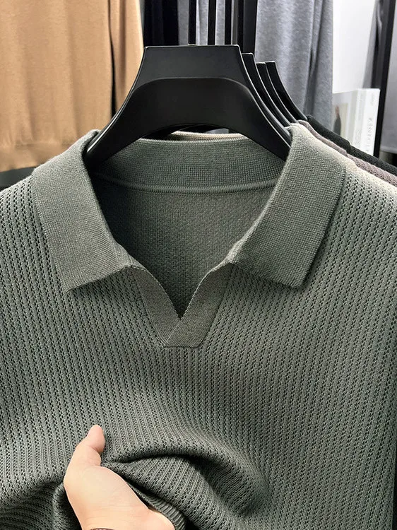 

New Autumn Winter Men's Long Sve Knitted irt Faionable Casual Color Pine Pattern Slim Fit Ciwalk Wear