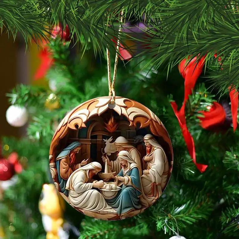 Jesus Nativity Scene Ornament Nativity Christmas Christian Tree Ornament The Birth Of Jesus Decorations Religious Decor For Home