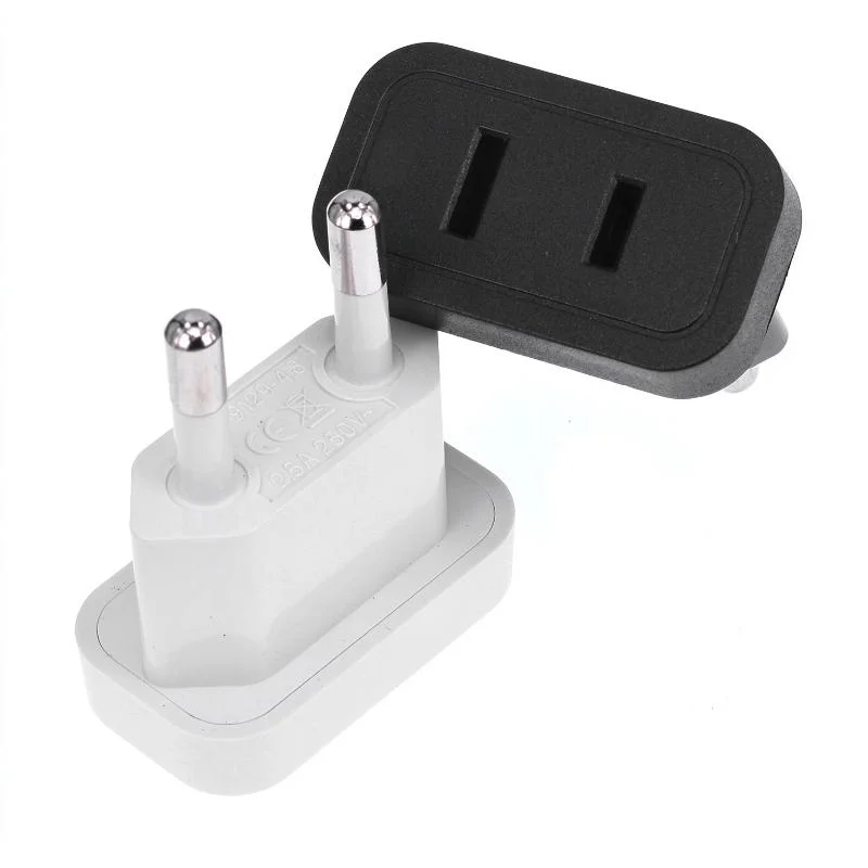 US to EU Plug Socket Adapter 2.5A Mini Size Travel Power Converter 1Pcs for Portable Carry Europe Vacation Use