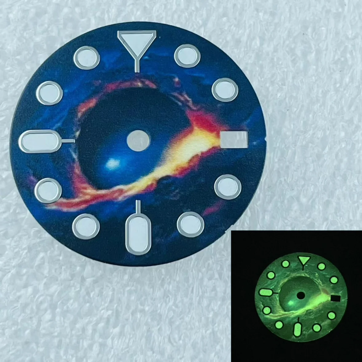 NH35 Dial 28.5mm Starry Sky Moon Surface Mechanical Watch NH34 Space Luminous Surface Watch Accessories Green Luminous