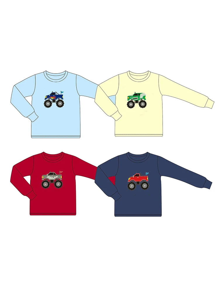 Fashion Children Long Sleeve Tops Tees Boutique Boys Tractors T-Shirt
