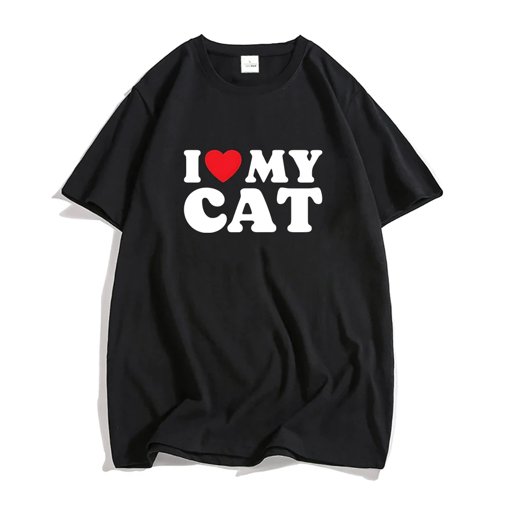 

I Love My Cat T-shirt Harajuku Letter Print Heart Graphic Unisex Tshirt Summer Fashion Streetwear Short Sleeve Women Men T Shirt