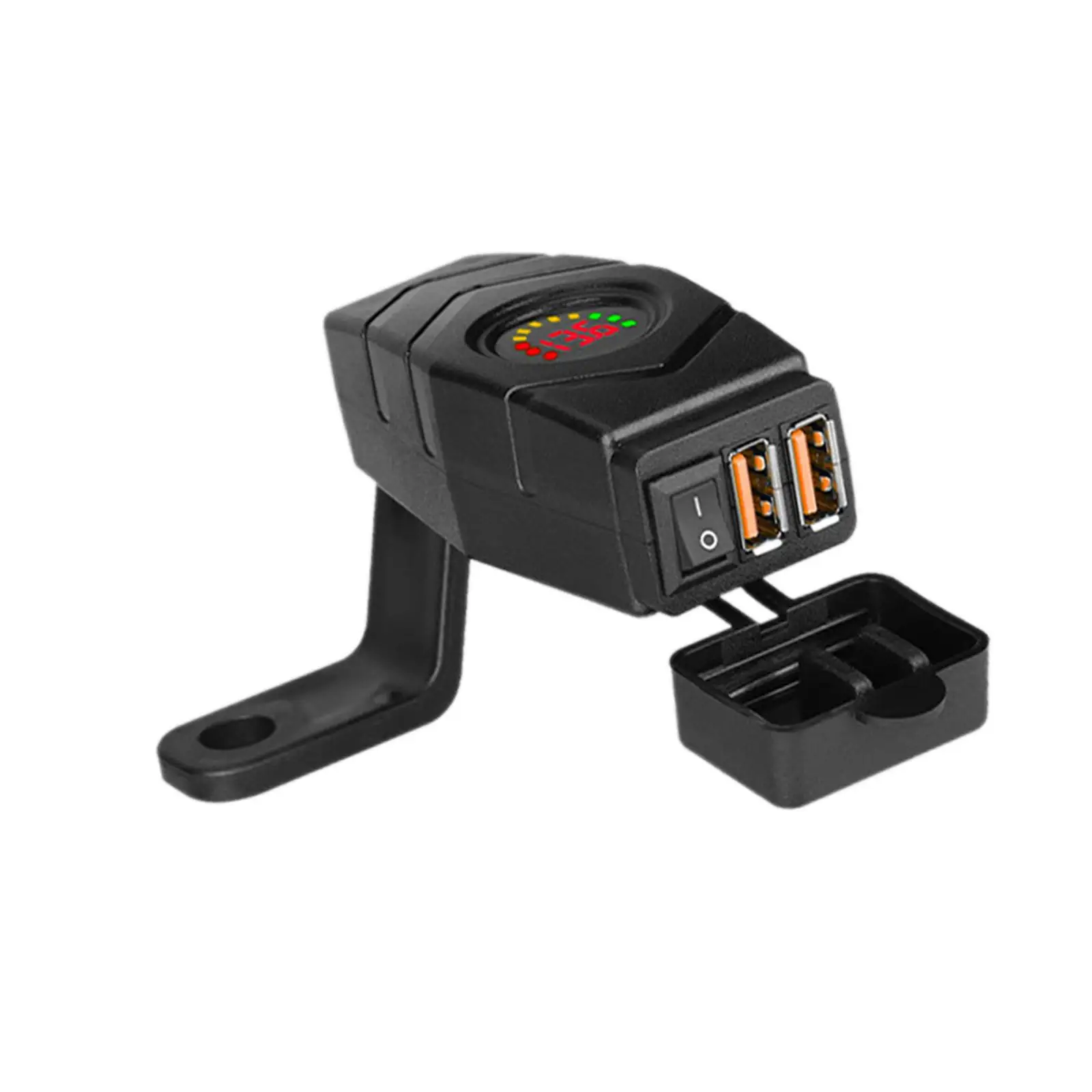 Waterproof Motorcycle USB Charger Kit Dual USB Ports 12 24V Quick Charge 3.0 36W LED Voltage Display Button Switch for Rear View