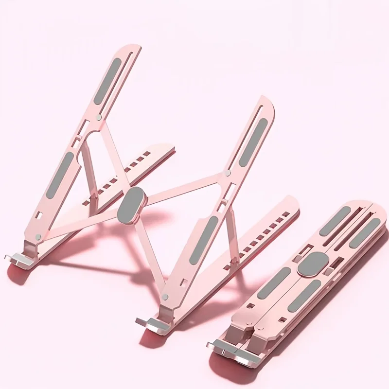 Adjustable Aluminum Alloy Laptop Stand, Foldable Portable Notebook Riser Holder, Non‑Slip Cooling Laptop Bracket for Desk Office