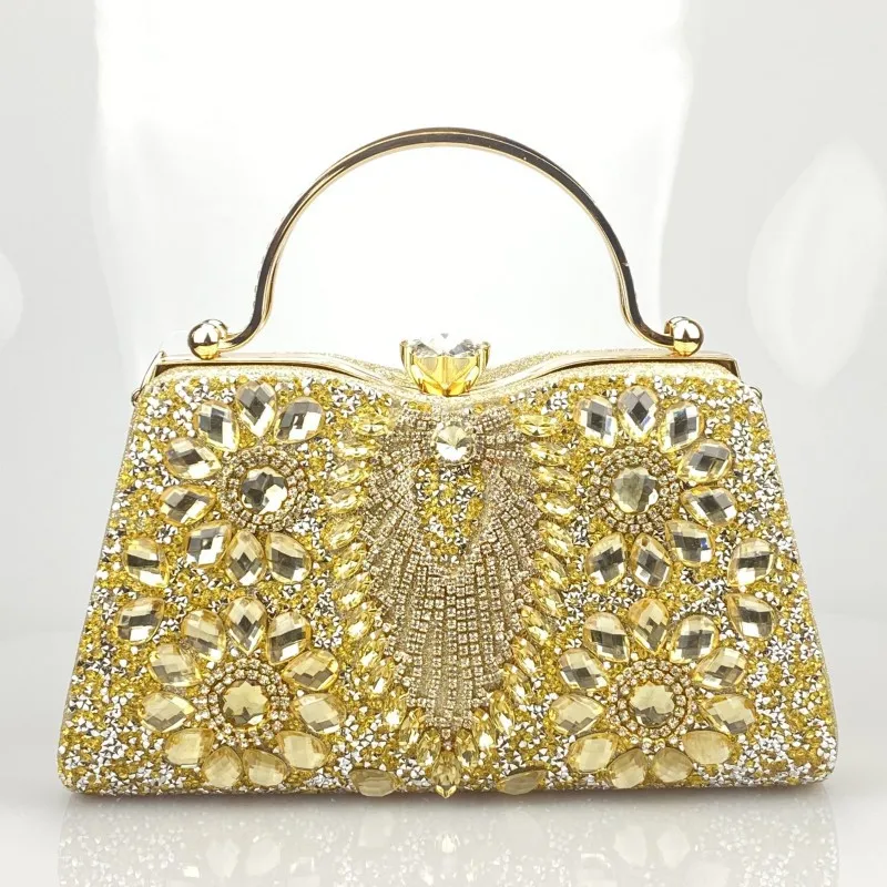 Imagem -06 - Grande Bolsa de Noite Strass para Mulheres Embreagens de Metal Bolsas de Telefone Bolsa para Festa Casamento Luxo Feminino