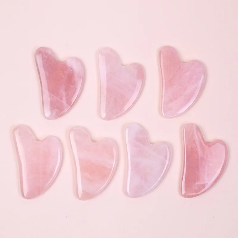 Hot Selling A+Rose Quartz Gua Sha Tool Natural Crystal Heart-shape Face Massage Beauty Product Skin Care Lift and tighten Guasha