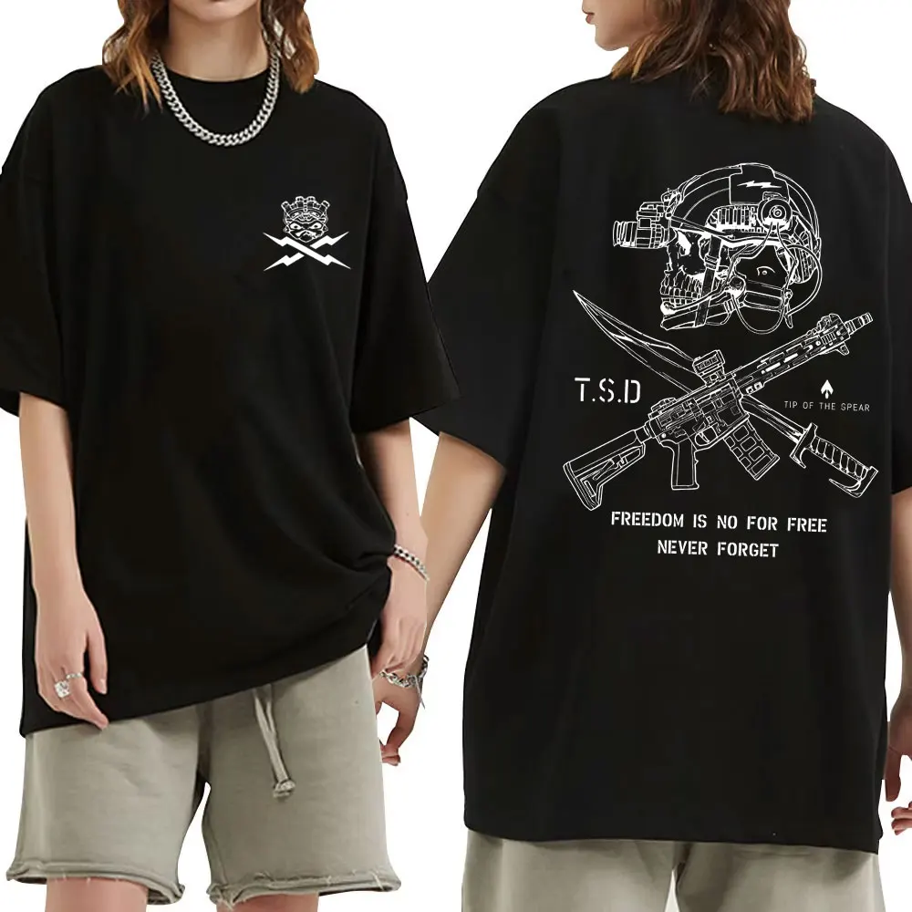 

Tip of The Spear X-ray Sparta Tactical Skeleton Graphic T Shirts Summer Men Women Fashion Oversized T-shirt Unisex Cotton Tshirt