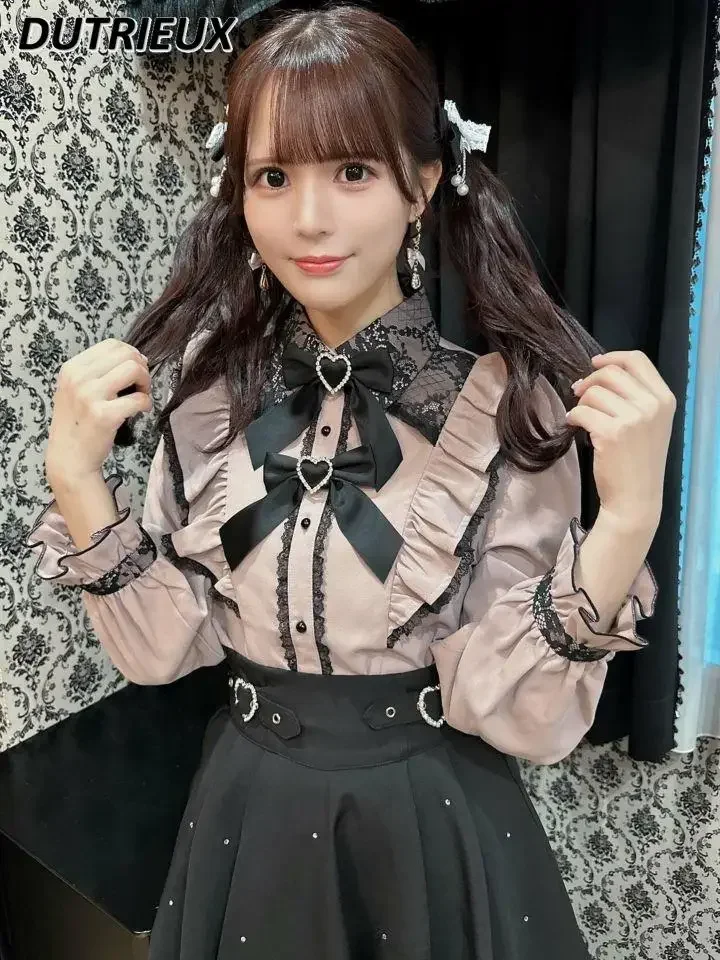 

Original Mine Series Mass-produced Lace Lapel Hollow Top Autumn Japanese Cute Sweet Girl Blouse Versatile Long-sleeved Shirt