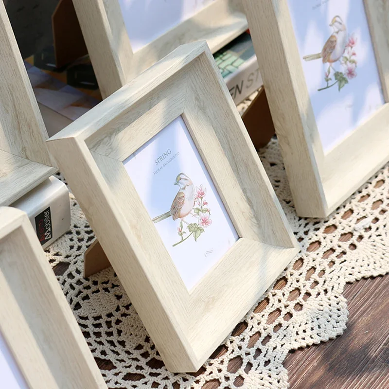 High-end Texture Wood Color Simple Photo Frame,Widened Border Photo Decor Dual-use Models wall-mounted Home Decoration Ornaments