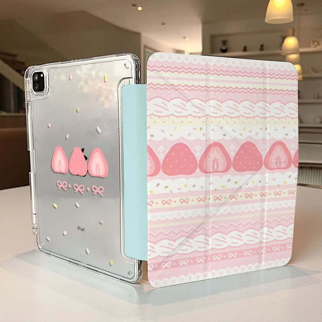 

Cream Strawberry Cake For iPad Pro 11 M2 M3 M4 M5 A16 2025 Air4 5 6 7 12.9/13/9.7/10.2/10.5/9.7in 5th 6th 7/8/9 10th 11th Cover