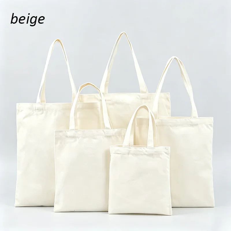 10pcs/lot Custom Logo 10oz Canvas Shoulder Bags Beige/Black/White Eco-Friendly Shopping Bag Personalize Large Capacity Handbags