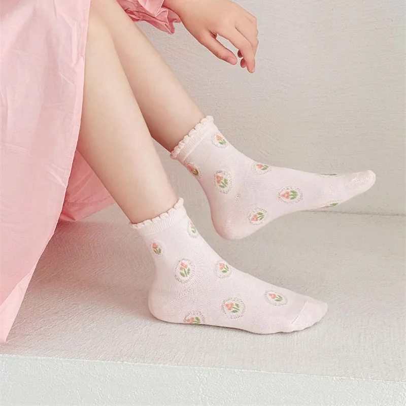 5 Pairs/Lot Summer Children Cotton Socks Boy Girl Baby Fashion Soft Cute Breathable Socks For 3-15 Years Kids Teen Student Socks