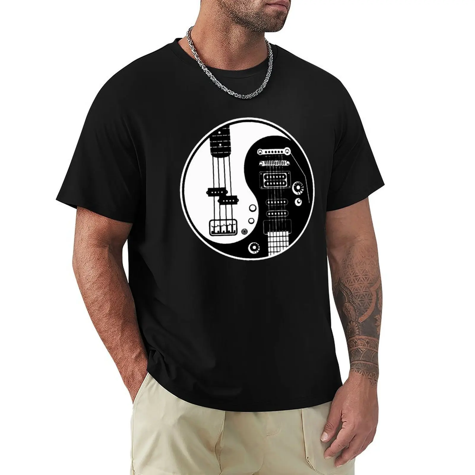 

Yin Yang Guitar Mens Funny Guitarist T-Shirt Acoustic Electric Bass Amp Strings