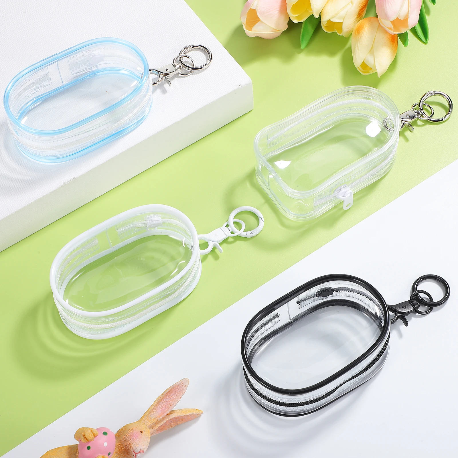 

4 Pcs Clear Figure Display Bag With Zipper Doll Storage Case Keychain Small Doll Storage Toy Bag