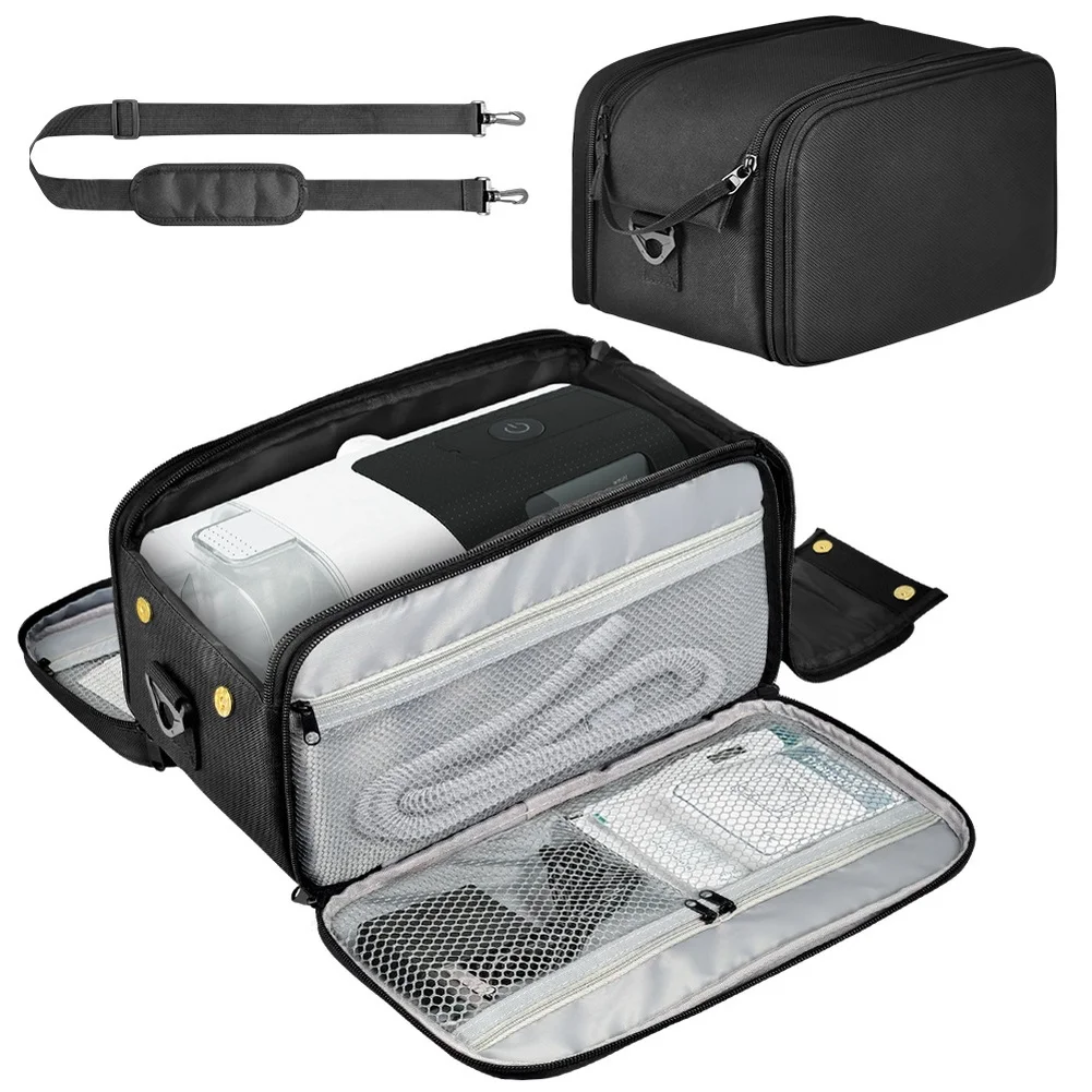 Large CPAP-Travel-Case For AirSense 11 10 DreamStation Padded Ventilator Storage Bag With Handle For Hose Mask Accessories Black