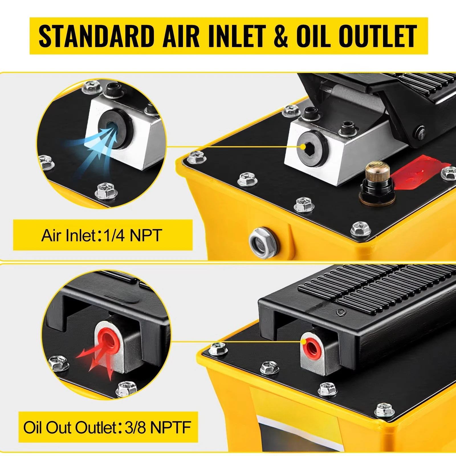 Single-Acting 2.3L Fuel Tank 10000 PSI Air Hydraulic Foot Pump 200cm Oil Pipe Spray For Auto Repair Rigging Hydraulic Tools