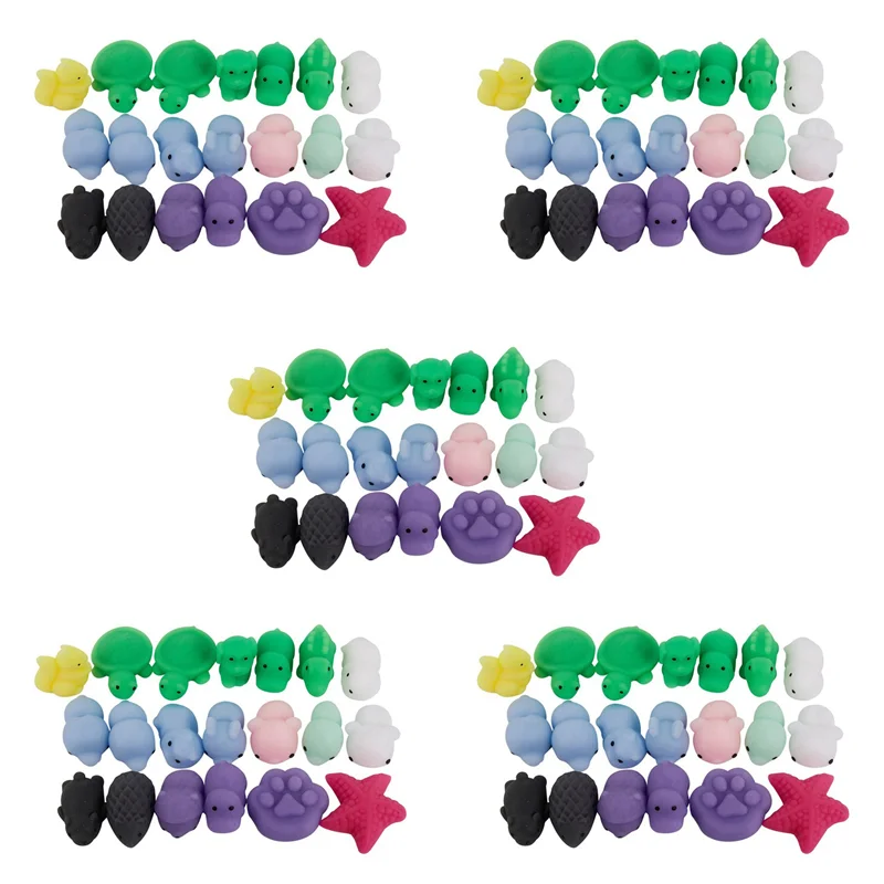 

WOTT-100Pcs Mini Squeeze Squishy Mochi Soft Release Stress Kawaii Animal Squishy Seal Octopus N20