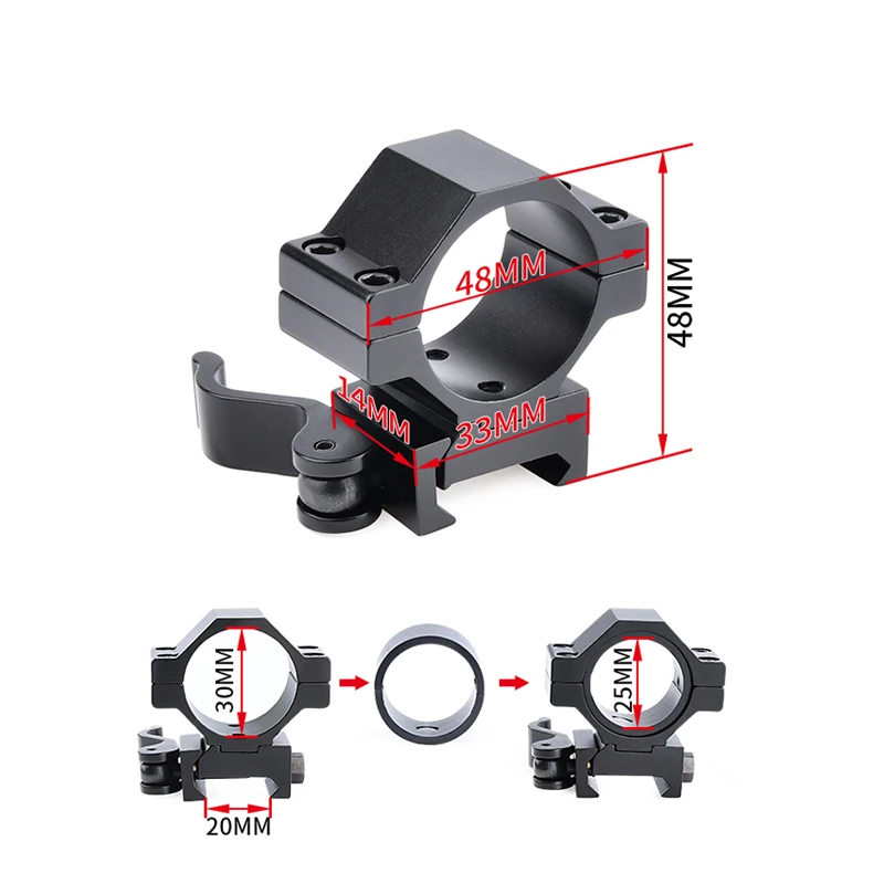 Optical Sight Base Bracket Airsoft Scope Mount Rings 25mm 30mm Tactical Rifle Red Dot Aim Accessories Fit 20mm Picatinny Rail