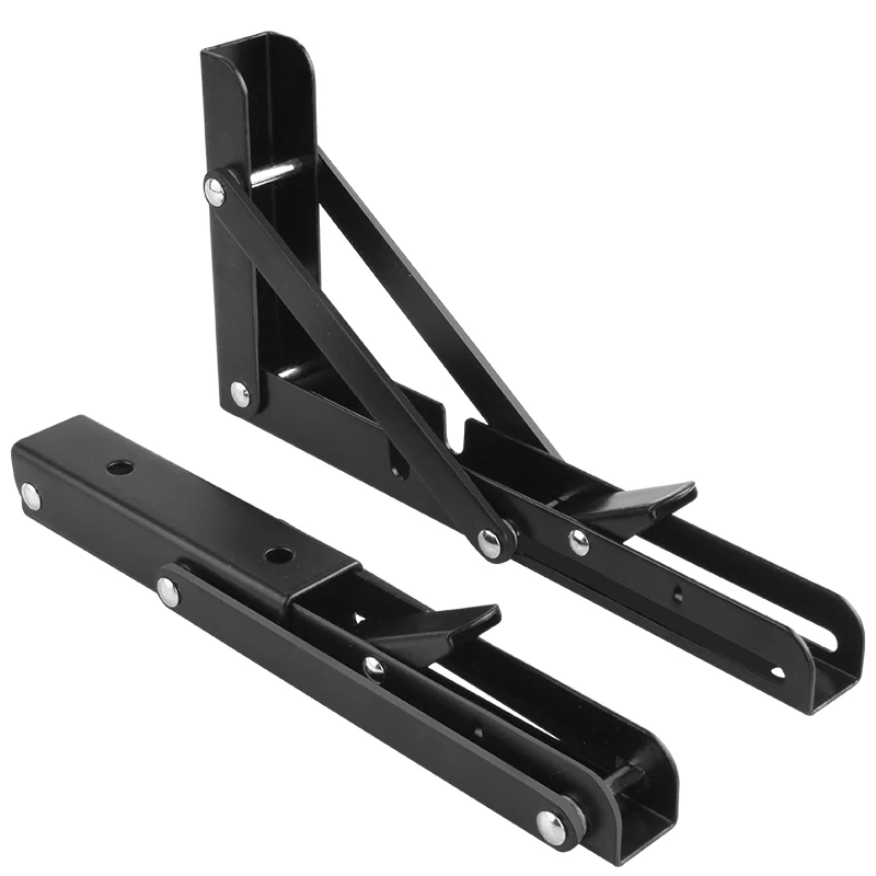 8-20 inch 2PCS Black Heavy Duty Folding Shelf Brackets Triangle Straight Billy Bracket Wall Mounted Bench Table with Screws