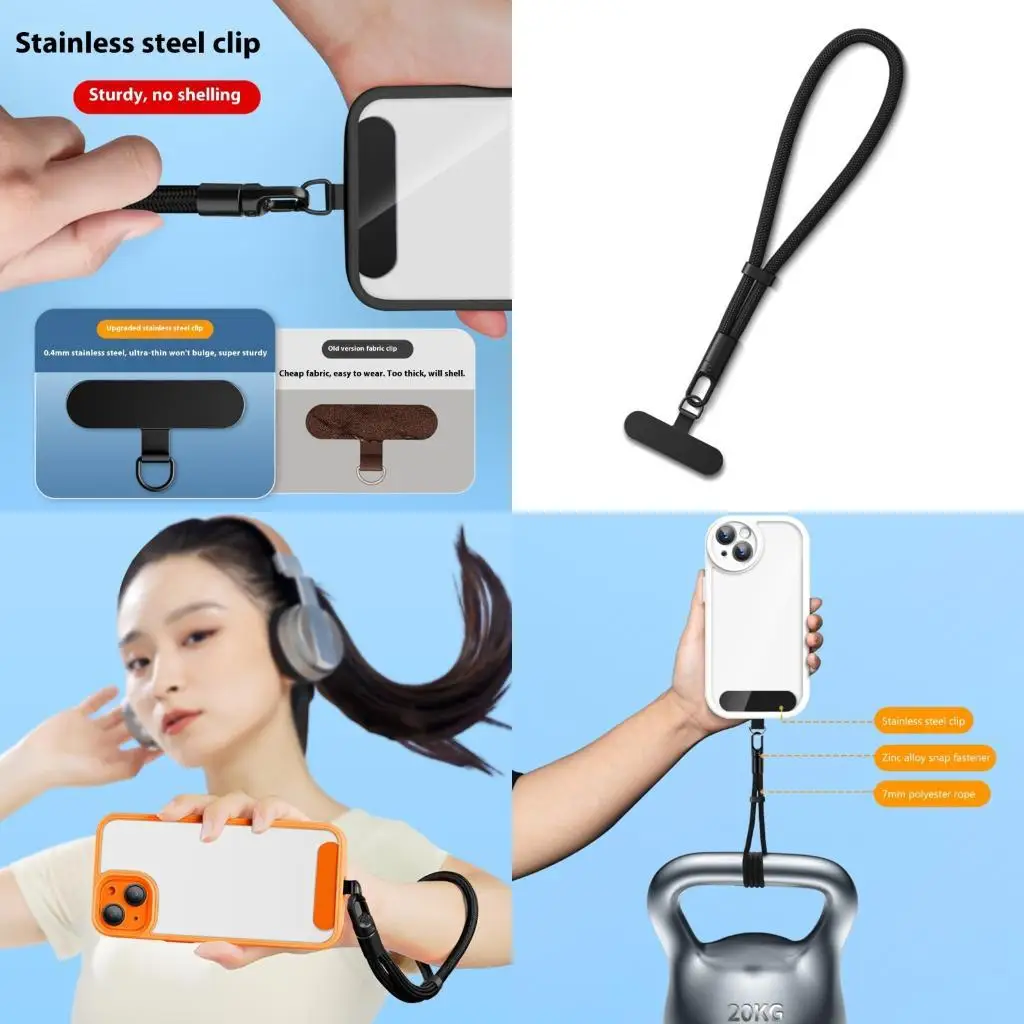 

652F Phone Lanyard Wristband Short Phone Tethers with 360 Degree Rotating Reinforced Not Slip Cord Accessory for Long Trip